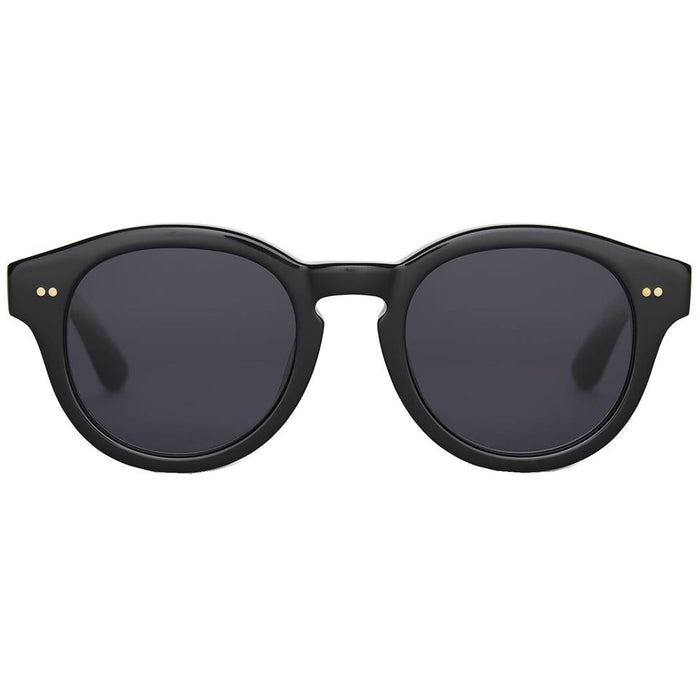 Womens Black Frame Smoke Lens Round Sunglasses - 10012326