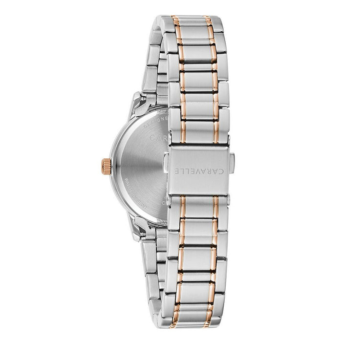 Caravelle Womens Two-Tone Stainless Steel Bracelet Band Silver Quartz Dial Watch - 45P110