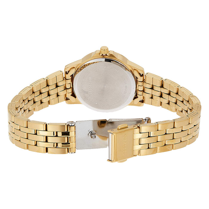 Citizen Quartz Womens Japanese Quartz Stainless Steel Case and Bracelet Champagne Dial Gold Watch - EQ0603-59P