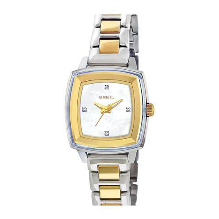 Breil Milano Womens Petite Orchestra Crystal Analog Stainless Watch - Two-tone Bracelet - Pearl Dial - TW1098