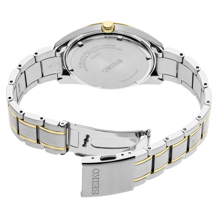 Seiko Mens Essentials Two Tone Stainless Steel Bracelet Silver Dial Japanese Quartz Watch - SUR312