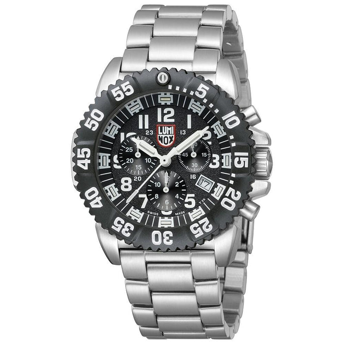 Luminox Navy Seal Steel Colormark Chronograph 3180 Silver Stainless Steel Band Black Dial Quartz Analog Watch - XS.3182.L - WatchCo.com