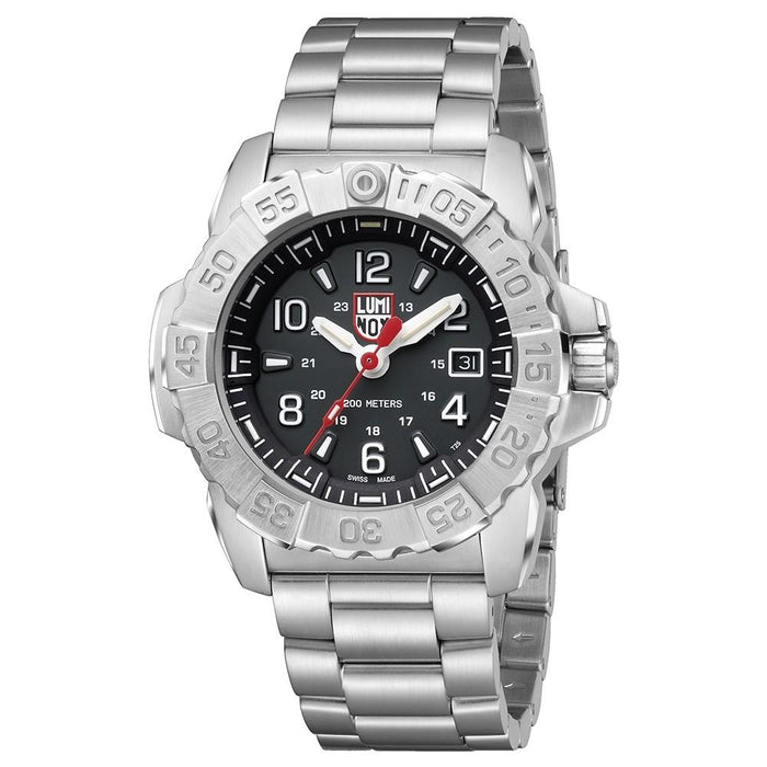 Luminox Men's Navy Seal Steel 3250 Silver Stainless Steel Band Black Dial Quartz Analog Watch - XS.3252.L - WatchCo.com