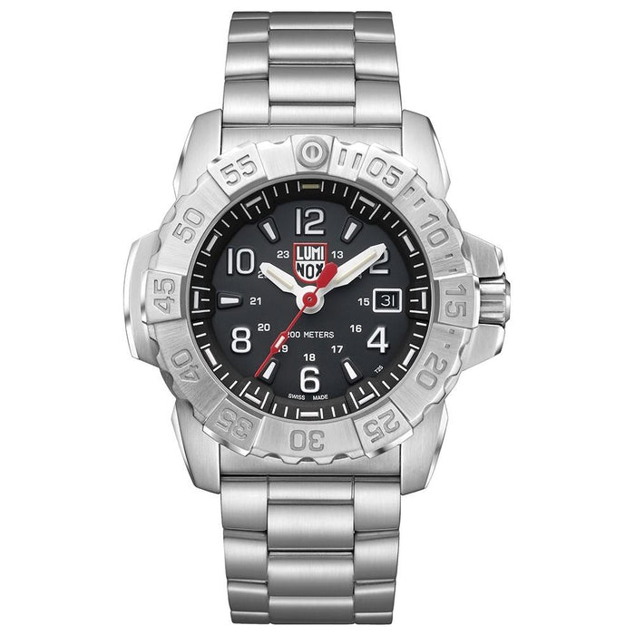 Luminox Men's Navy Seal Steel 3250 Silver Stainless Steel Band Black Dial Quartz Analog Watch - XS.3252.L - WatchCo.com