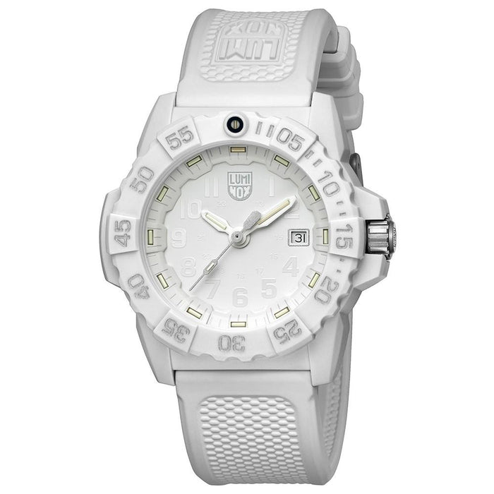 Luminox Men's Navy Seal 3500 Series White Rubber Band White Dial Quartz Analog Watch - XS.3507.WO - WatchCo.com