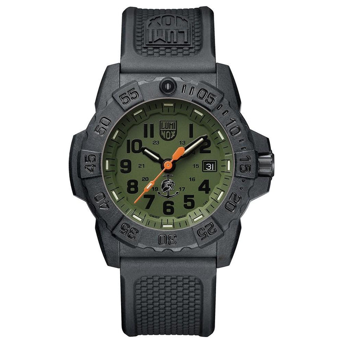 Luminox Men's Navy Seal 3500 Series Black Rubber Strap Green Analog Dial Quartz Watch - XS.3517.NQ.SET - WatchCo.com