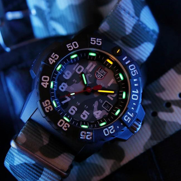 Luminox Men's Navy Seal 3500 Series Gray Camouflage Nylon Strap Camouflage Analog Dial Quartz Watch - XS.3507.PH.L