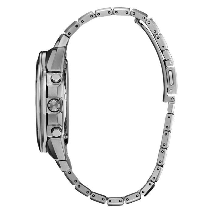 Citizen Mens Titanium Armor Black Dial Silver-Tone Band Chronograph Grey Bracelet Watch - CA7050-57H