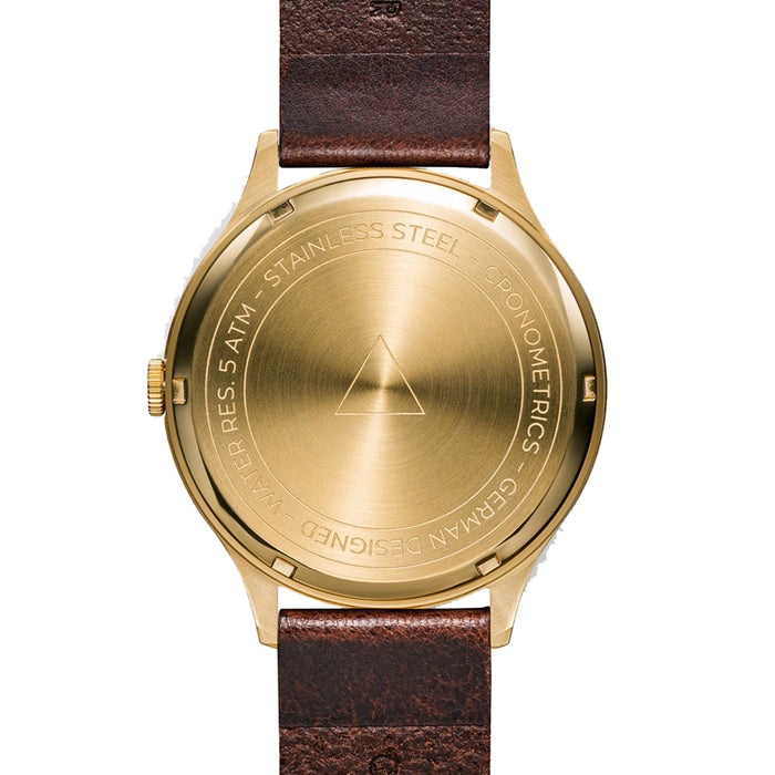 Cronometrics Unisex Round Analog Leather Strap Dial Gold Watch - CM01WL17
