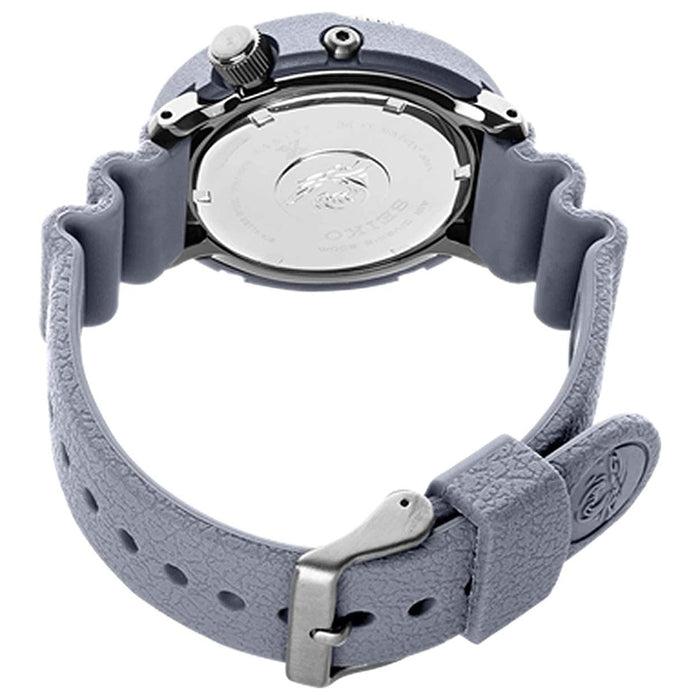 Seiko Solar Diver Mens Silicone Rubber Band Chronograph Blue Quartz Dial Watch - SNE537