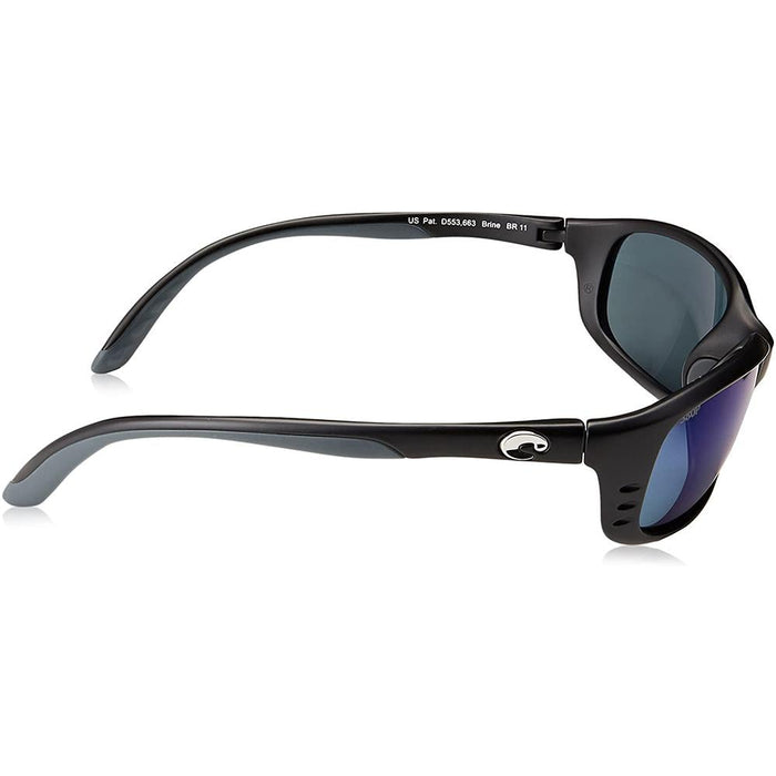 Costa Del Mar Mens Brine Matte Black Frame Blue Mirror Polarized Lens Sunglasses - BR11OBMP