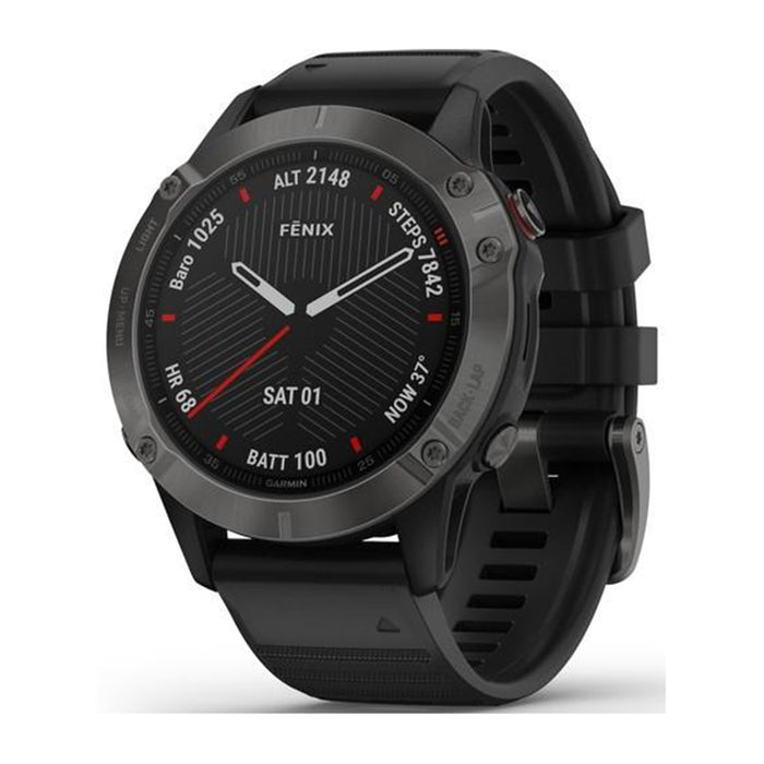 Garmin fenix 6 Sapphire Black Silicone Band Digital Dial Multisport GPS Smart Watch - 010-02158-10