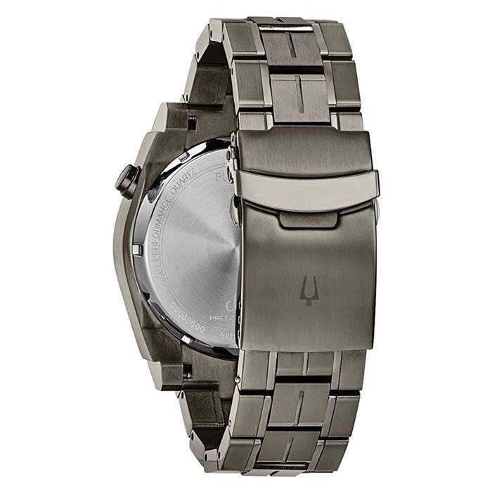 Bulova Chronograph Mens Grey Stainless Steel Bracelet Band Grey Quartz Dial Watch - 98B343