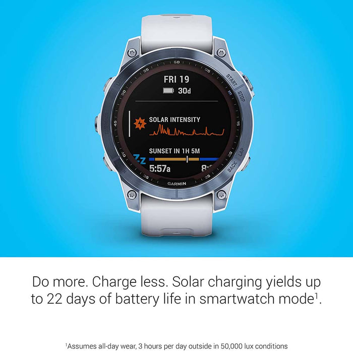 Garmin fenix 7 Sapphire Solar Edition Whitestone Band Solar Charging Capabilities GPS Touchscreen Smart Watch - 010-02540-24