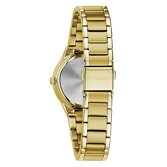 Bulova Womens Caravelle Beige Dial Gold Band Diamond Accent Dress Watch - 44P101