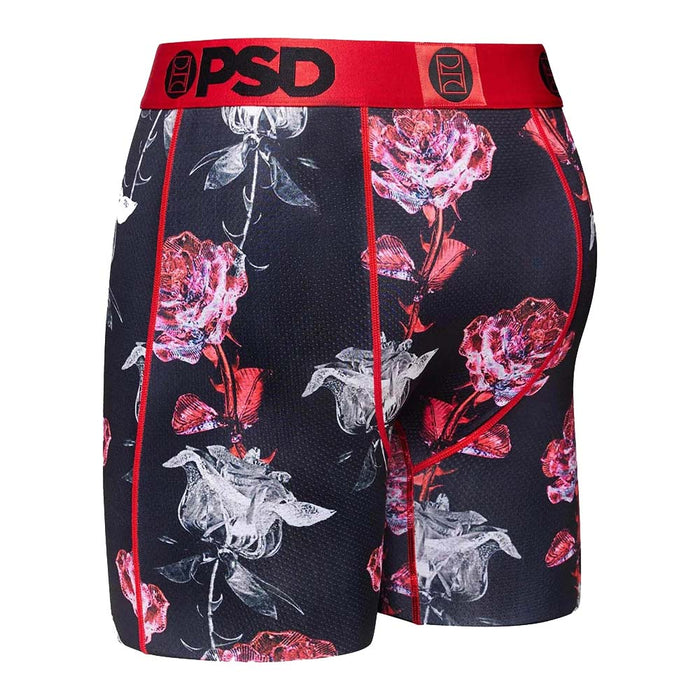 PSD Men's Black Infrared Glass Roses Micro Mesh Boxer Briefs Underwear - 322180100-BLK