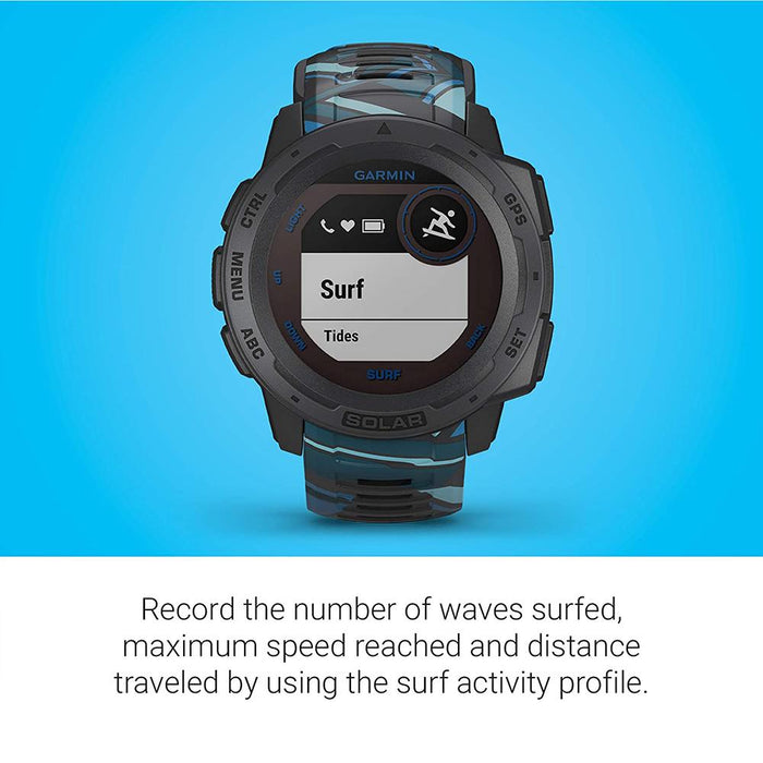 Garmin Unisex Instinct Surf Pipeline Silicone Band Digital Dial Solar GPS Smartwatch - 010-02293-17 - WatchCo.com