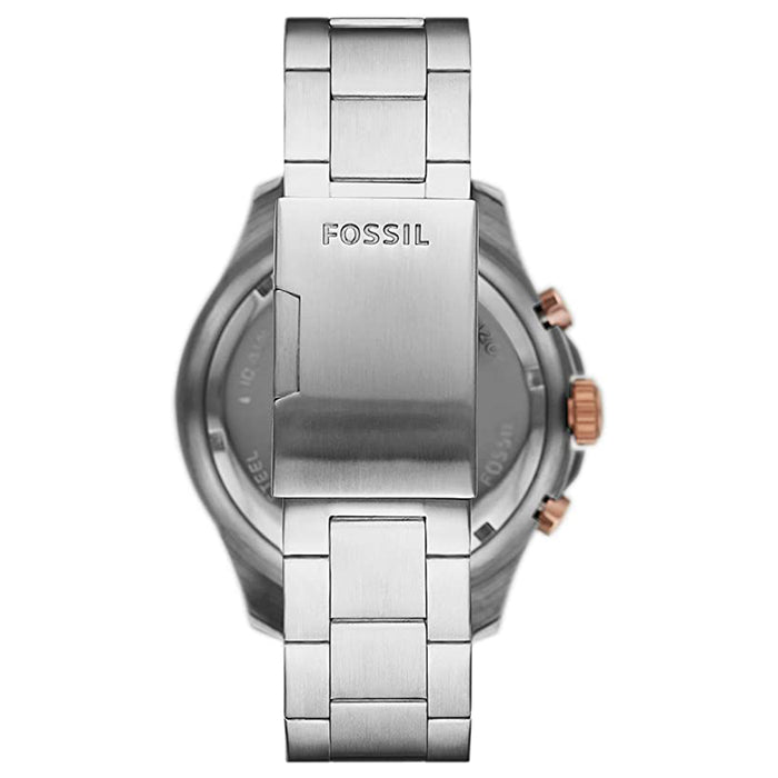 Fossil Men's Black Dial Silver Band Stainless Steel Quartz Watch - FS5768