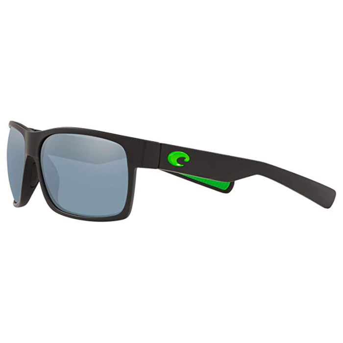 Costa Del Mar Mens Rectangular Matte Black Gray Silver Mirrored Polarized Sunglasses - HFM200OSGP