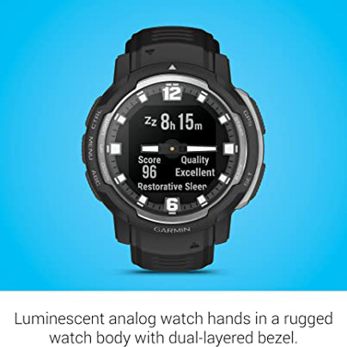 Garmin Instinct Crossover Black Standard Edition Analog Hands and Digital Display Rugged Hybrid Smartwatch - 010-02730-13