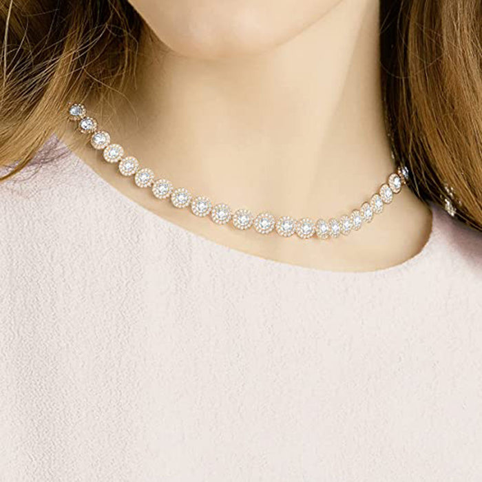 Swarovski Women's White Crystal Rose gold-tone plated Angelic All-Around Choker Necklace - 5367845