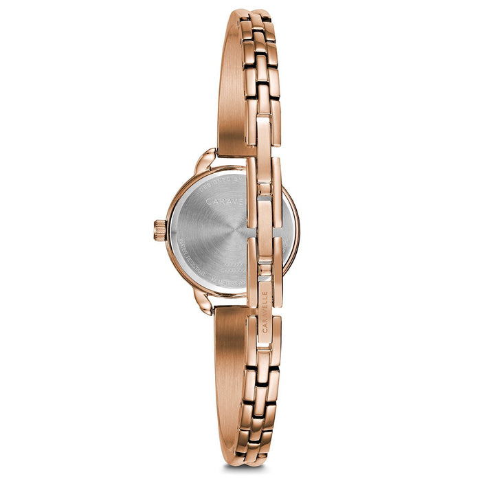 Caravelle Womens Rose Gold-Tone Bracelet Band Pearl Quartz Dial Watch - 44L247