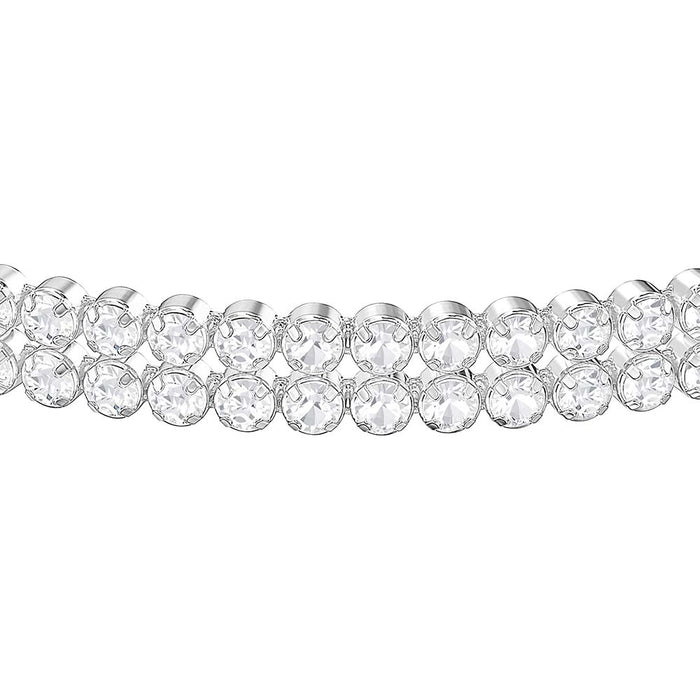 Swarovski Women's White Stone Crystals with Silver Rhodium Plated Chain Subtle Bracelet - 5221397