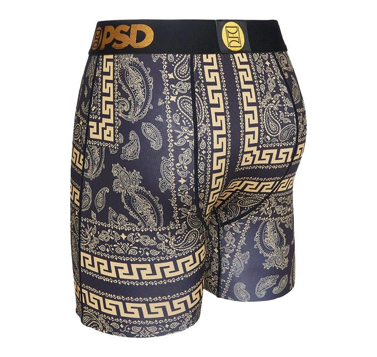 PSD Men's Gold Meander Lux Boxer Briefs Underwear - 122180041-GLD