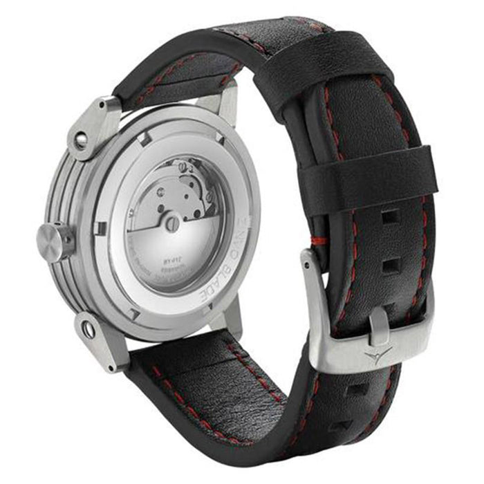 Zinvo Blade Corsa Men's Black Genuine Italian Leather Band Grey Quartz Dial Watch - BLADESILVER