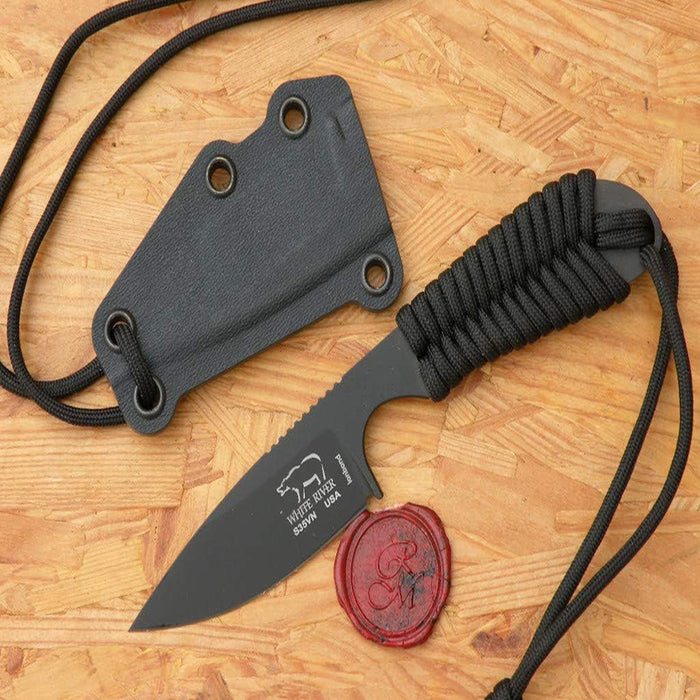White River Black Drab Paracord Handle Backpacker Ionbond Blade Hunting Knife - WRBP-PBL-CBI