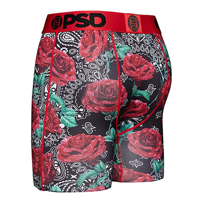 PSD Men's Black Bandana Roses Boxer Briefs Underwear - 321180058-BLK