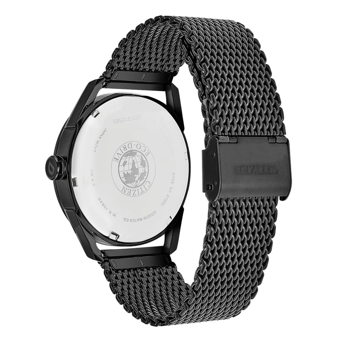 Citizen Mens Black Stainless Steel Strap Black Quartz Dial Watch - BM6988-57E