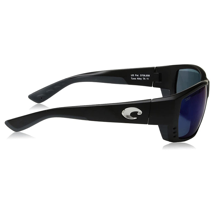 Costa Del Mar Mens Tuna Alley Matte Black Frame Grey Blue Mirror Polarized-580p Sunglasses - TA11OBMP