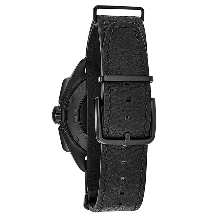 Bulova Mens Lunar Pilot Chronograph Black Leather Band Dress Watch - 98A186