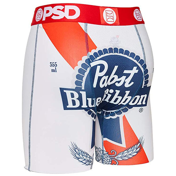 PSD Mens PBR Pabst Blue Ribbon Vintage Can Urban Stretch Wide Band Boxers Briefs Underwear - 121180083-WHT-M