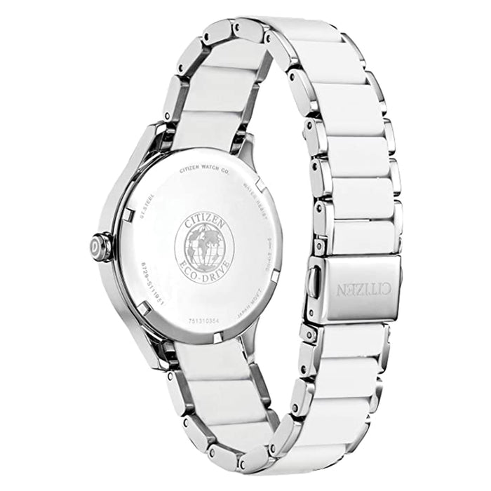 Citizen Womens Drive Eco- Drive White Dial Two Tone Stainless Steel Strap Watch - FE7070-52A