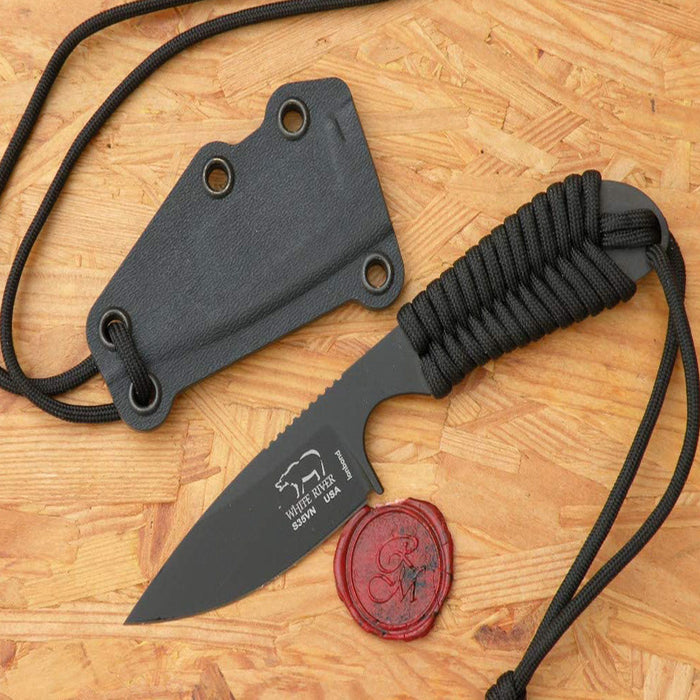 White River Tool Backpacker Black Drab Paracord Handle Black Ionbond Blade Hunting Knife - WRM1-PBI-CBI