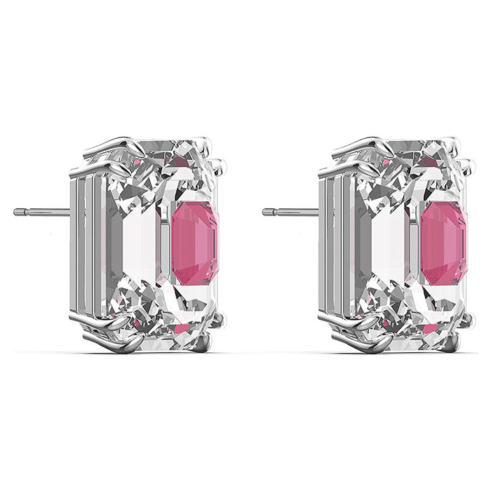 Swarovski Women's Pink and Clear Crystal Rhodium Finish Chroma Oversized Stud Earrings - 5600627