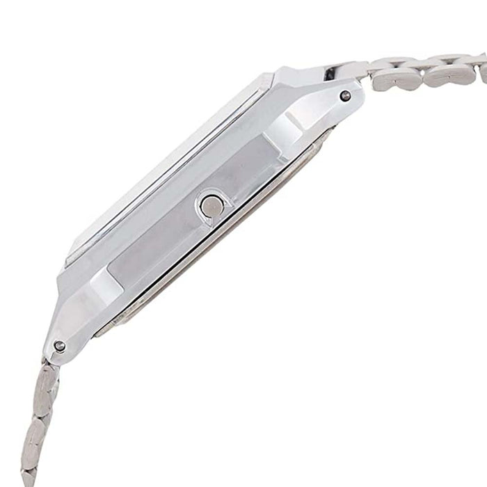 Casio Men's Off White Dial Silver Stainless Steel Band Quartz Watch - AQ-230A-7DMQ