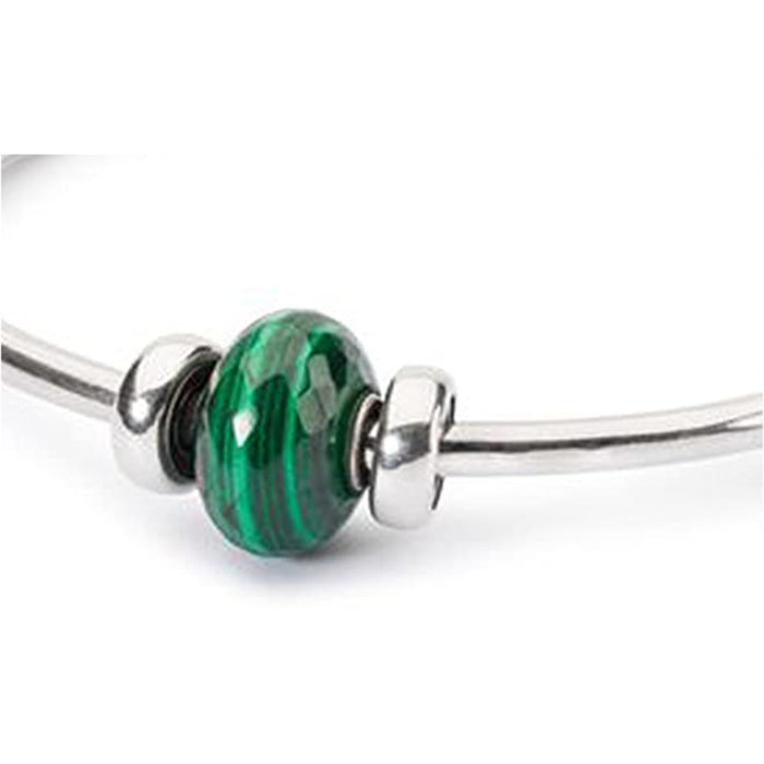 TROLLBEADS Womens Green Malachite Stone Bead Bangle Wishful Sterling Silver Bracelet - TAGBO-00129