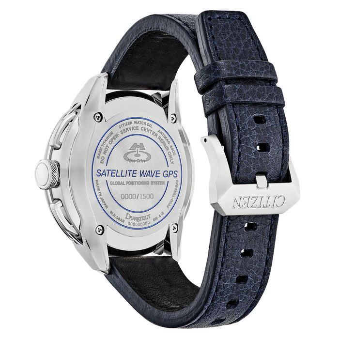 Citizen Mens Eco-Drive Satellite Wave F900 Blue Dial Strap Japanese Quartz Chronograph Watch - CC7000-01L