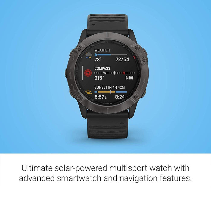 Garmin fenix 6X Pro Solar Dark Gray/Black Silicone Band Black Digital Dial GPS Smart Watch - 010-02157-20