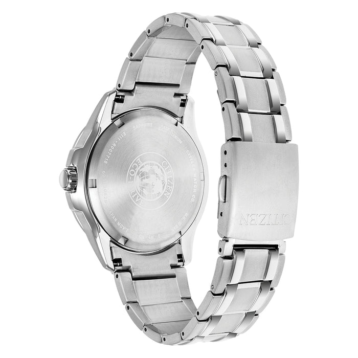 Citizen Mens Silver Titanium Bracelet Strap Blue Quartz Dial Stainless Steel Case Watch - BM6929-56L