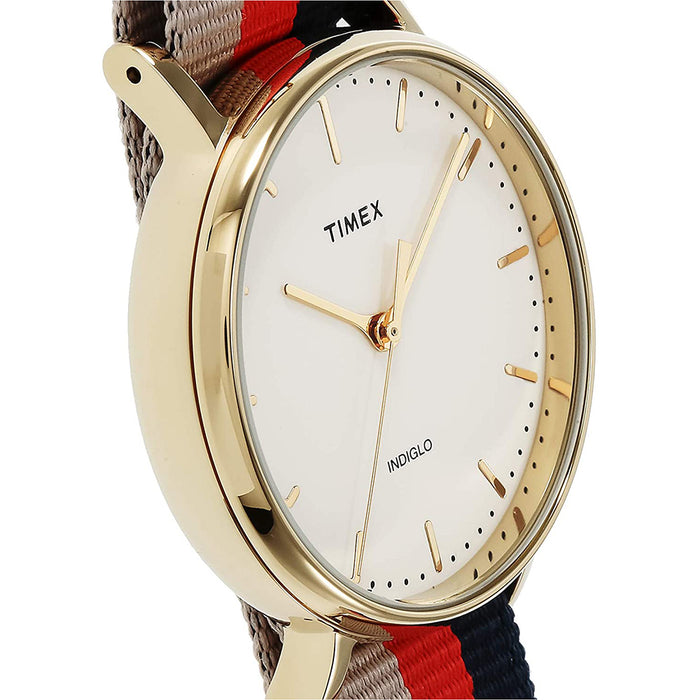 Timex Womens Fairfield Nylon Slip-Thru Strap White Analog Dial Quartz Watch - TW2P91600