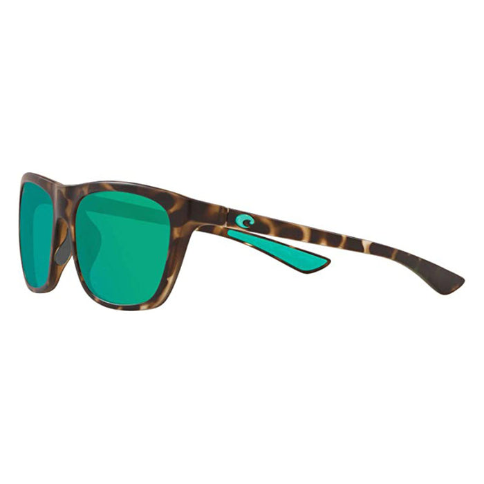 Costa Del Mar Women's Matte Shadow Tortoise Frame Green Mirro Lens Polarized Cheeca Square Sunglasses - CHA249OGMP