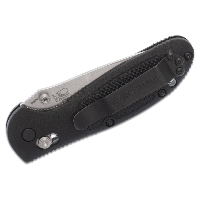 Benchmade Mini Griptilian AXIS Lock S30V Satin Drop Point Plain Blade Black Noryl GTX Handles Folding 2.91 Knife - BM-556-S30V
