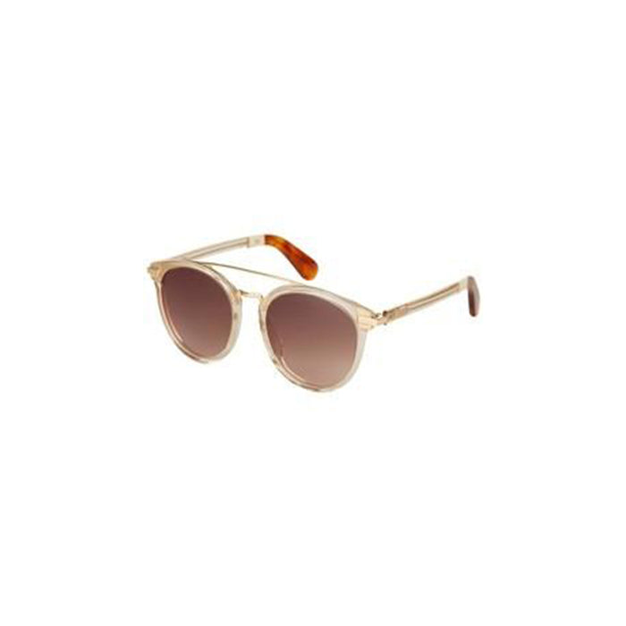 Harlan Womens Champagne Crystal Frame Brown Gradient Lens Round Sunglasses - 10013999