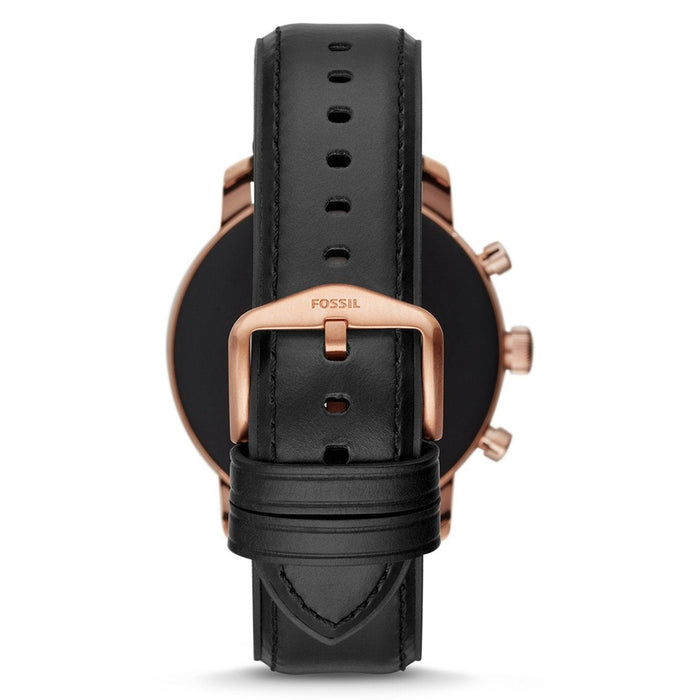 Fossil Q Explorist HR Mens Black Leather Band Black Dial Gen 4 Smart-Watch - FTW4017