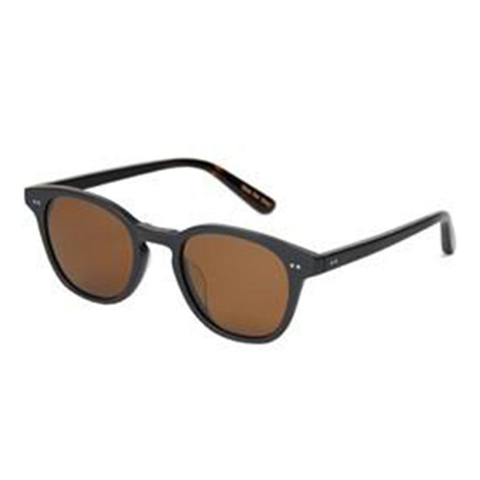 Wyatt Mens Matte Black / Solid Brown Mirror Round Sunglasses - 10011383