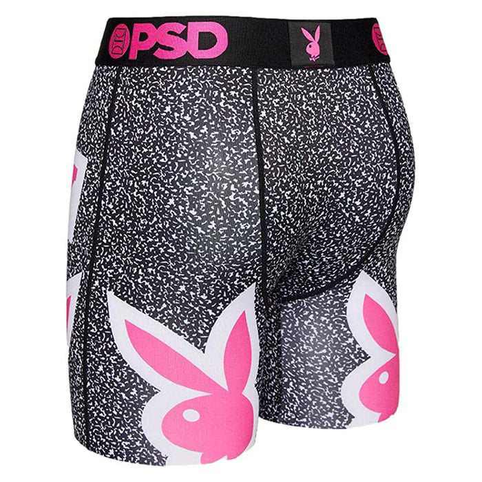 PSD Mens Black/Playboy Static Stretch Elastic Wide Band Boxer Brief Underwear - 122180044-BLK
